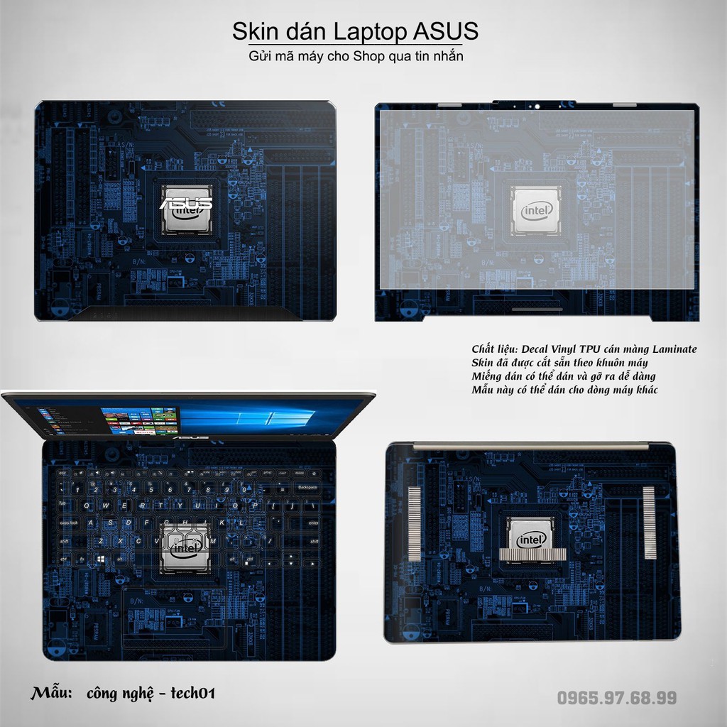 Skin dán Laptop Asus in hình Công nghệ (inbox mã máy cho Shop)