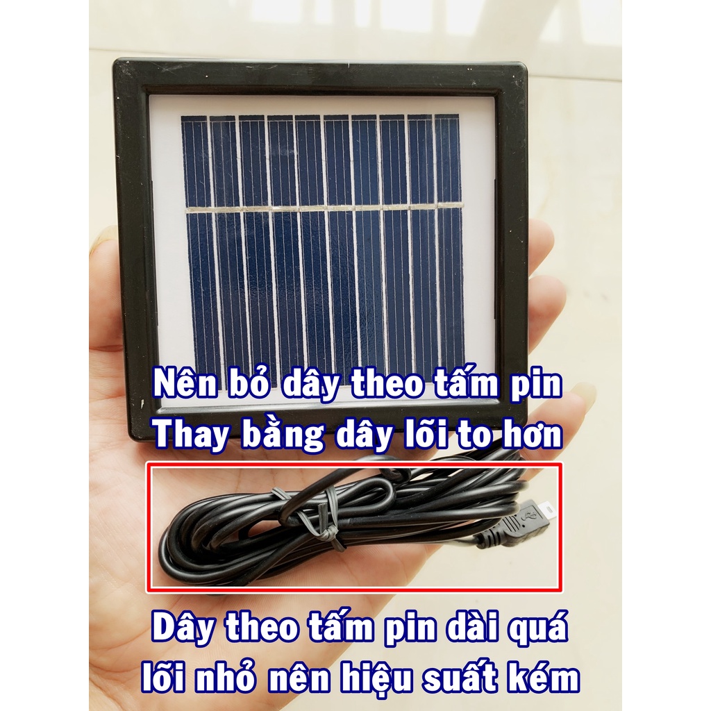 Pin năng lượng mặt trời 5V 1W dây dài 2.5 mét