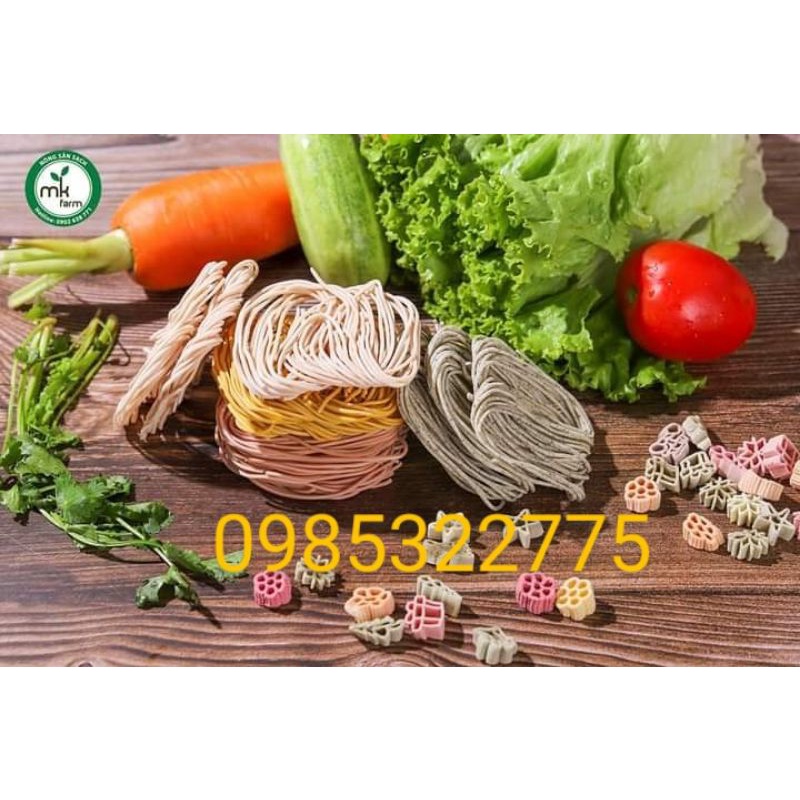MÌ SỢI , TRỨNG ,RAU CỦ TƯƠI MK FARM (bí đỏ ,khoai lang tím ,cải bó xôi ,củ dền )dàu vitamin và khoán chất túi 350g