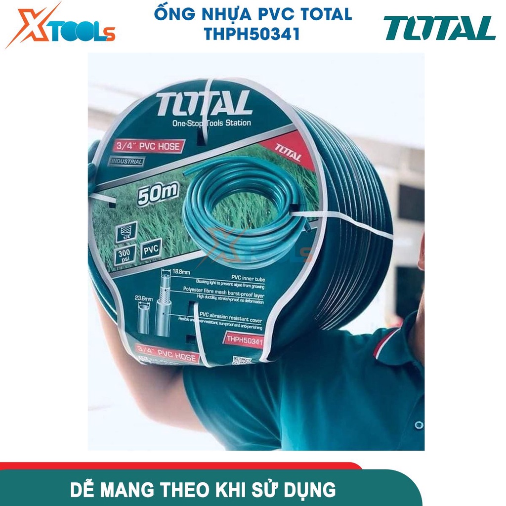 Ống nước áp lực cao PVC TOTAL 3/4 inch X 50M THPH50341 ống nhựa pvc đường kính 16mm chịu áp lực 300PSI CHÍNH HÃNG-XTOOLS