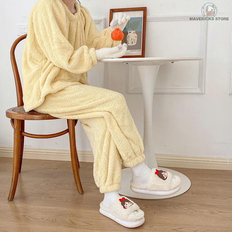 Dép cotton đi trong nhà đế dày chống trượt giữ ấm mùa đông dễ thương cho nữ