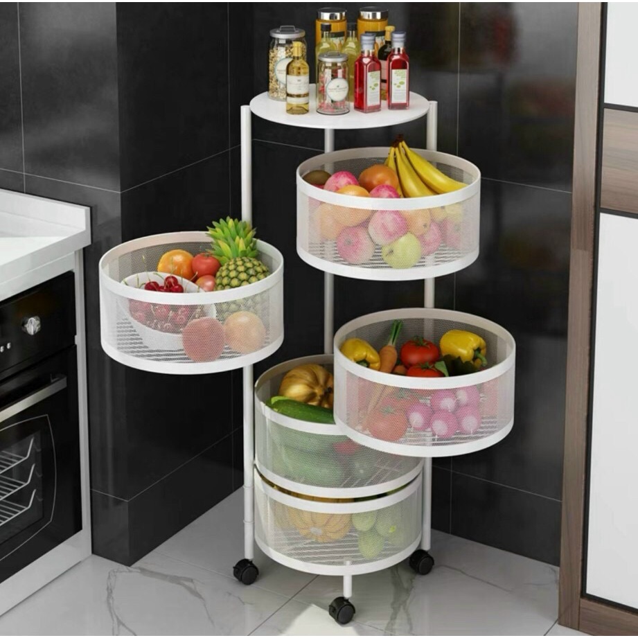 HCM Kệ Xoay Đa Năng Nhà Bếp 3,4,5 Tầng - Kệ Xoay Đa Năng Tròn Đựng Rau Củ Quả Đồ Gia Dụng