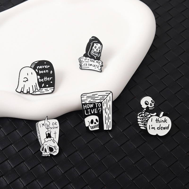 Ghim Cài Áo Hình Đầu Lâu Phong Cách Halloween Độc Đáo