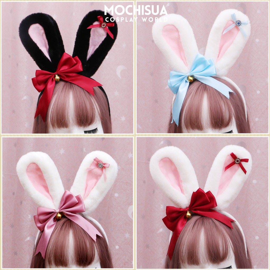[CÓ SẴN] Cài Tóc Tai Thỏ Gắn Nơ Lolita Dễ Thương