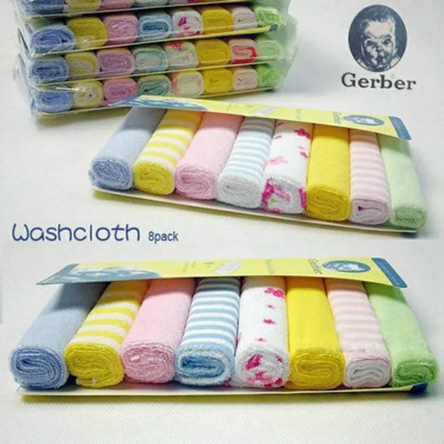 SÉT 8 KHĂN MẶT HÃNG GERBER CHO BÉ SƠ SINH(0-1y) (SP000581)