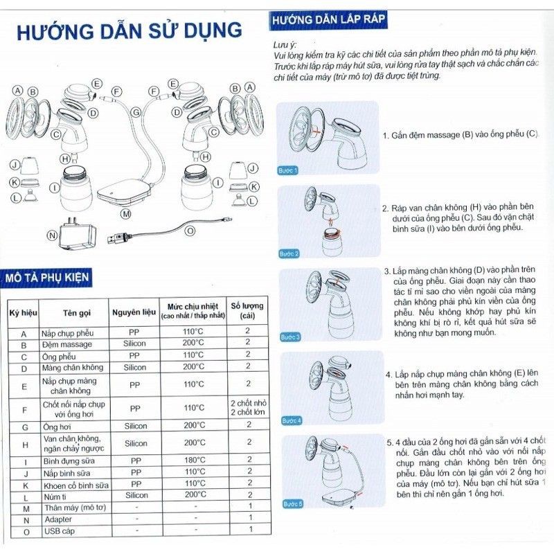 Máy hút sữa điện (2 bình) Gluck GP38 - Chính Hãng