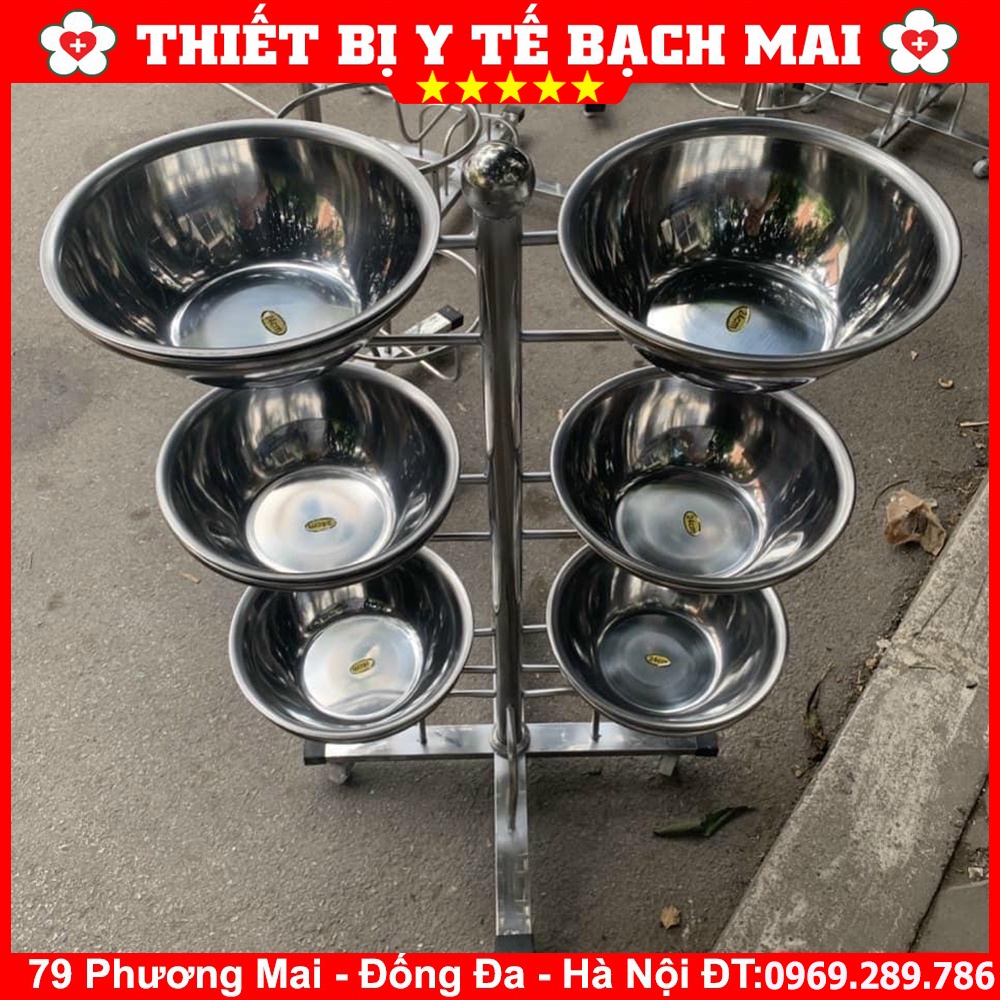 Cây Bát Nước Inox Dùng Trong Spa - Loại Inox dày, Không Rỉ, Có Bánh Xe