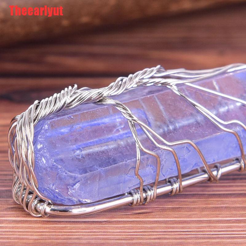 1 Vòng cổ Mặt Đá Aquamarine Tự Nhiên Hình Cây Sự Sống Thời Trang