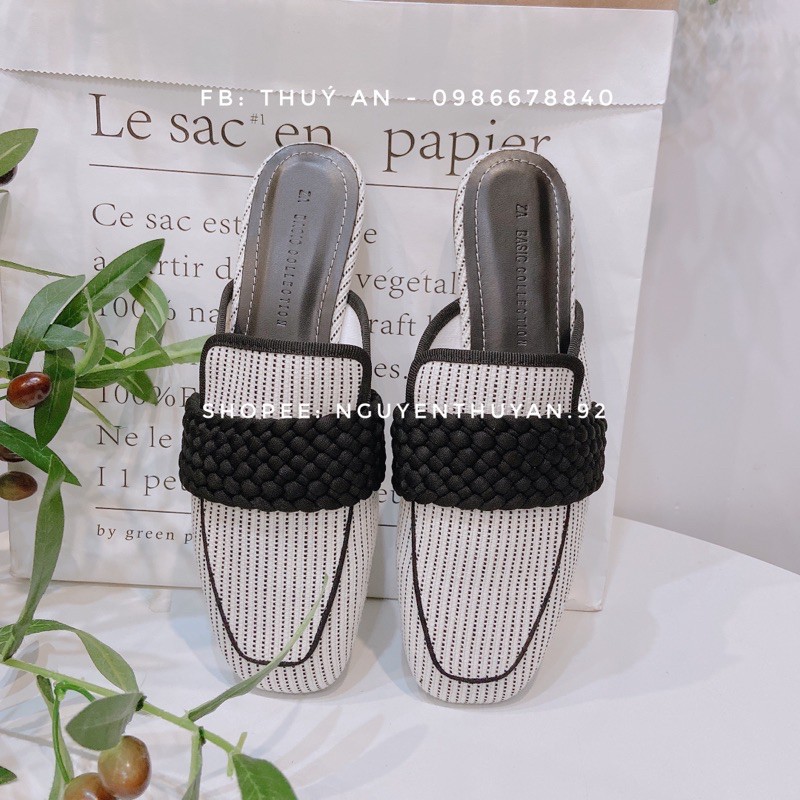 Sục hài bệt vải kẻ cao cấp  êm chân, sang, thoải mái