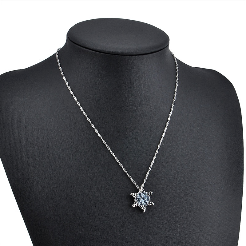 Dây Chuyền Mạ Bạc Mặt Hoa Tuyết Đính Đá Zircon Tự Nhiên Aaotuuoo4-Tmperament