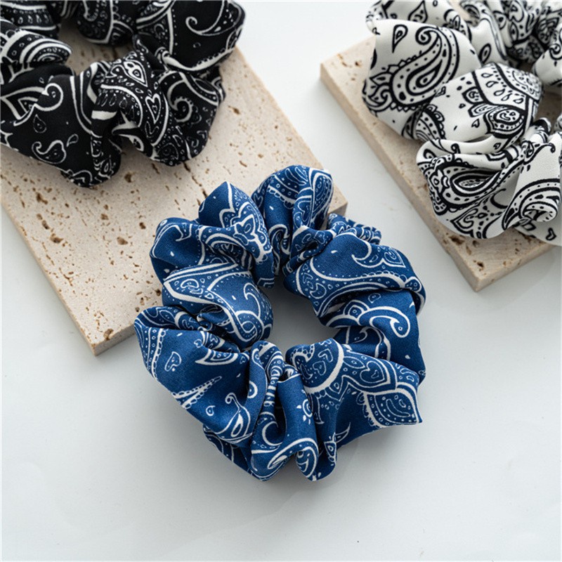 Dây Buộc Tóc Co Giãn Màu Trắng Đen Phong Cách Retro Cho Nữ