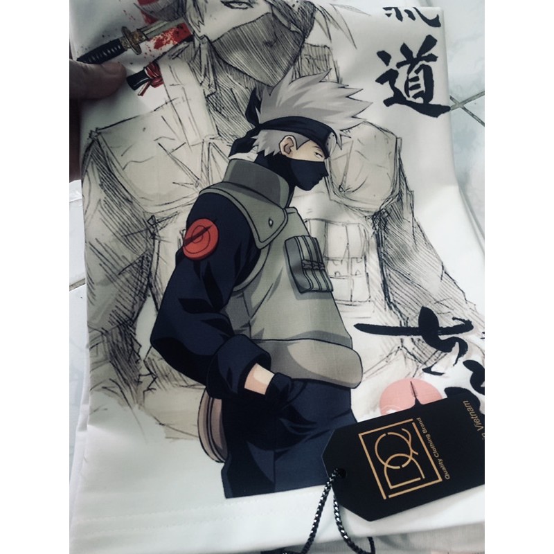 BST Áo Kakashi Thư Pháp Cực Đẹp | Áo Thun Naruto Kakashi Đẹp NT04 | Áo Chất Store