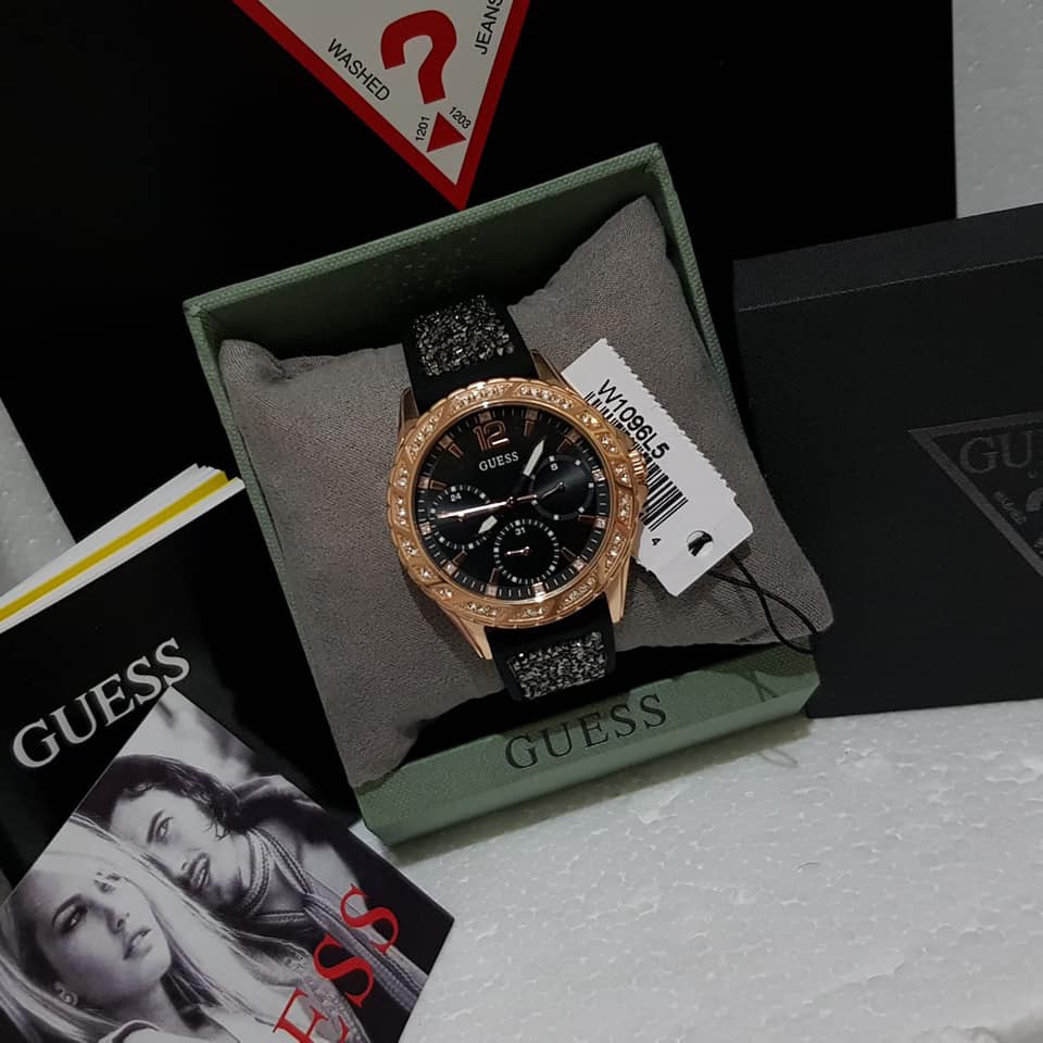 Đồng Hồ Nữ Guess Rose gold Black Dial Original W1096L5