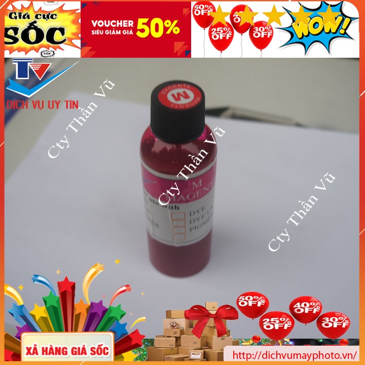 Mực pigment UV loại 100ml cho máy in phun màu chất lượng cao in bám dính decal Amazon chuẩn màu bền đầu in