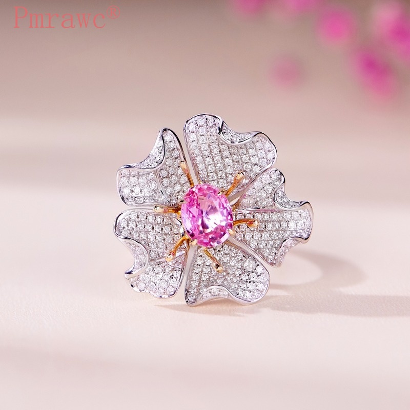 Nhẫn đính kim cương giả hai màu sang trọng