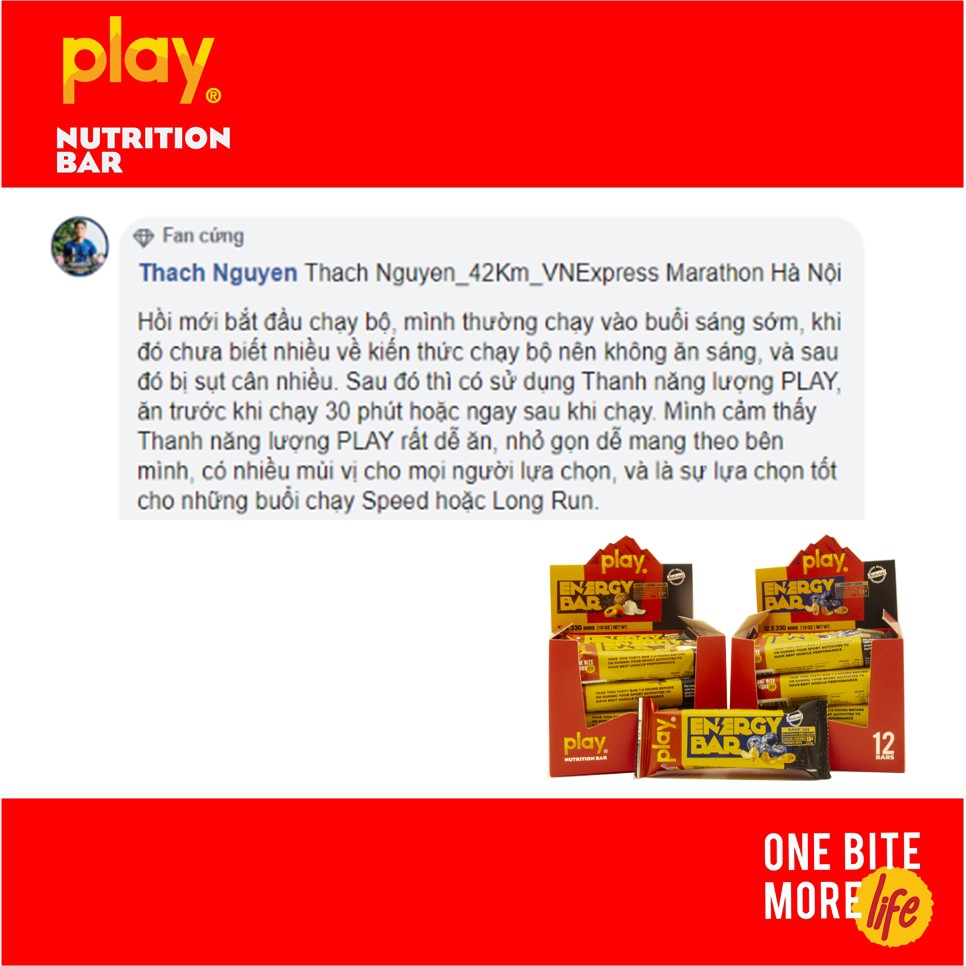 Combo dinh dưỡng thể thao - Thanh năng lượng PLAY, thanh protein PLAY - Combo chạy bộ Trail 70km