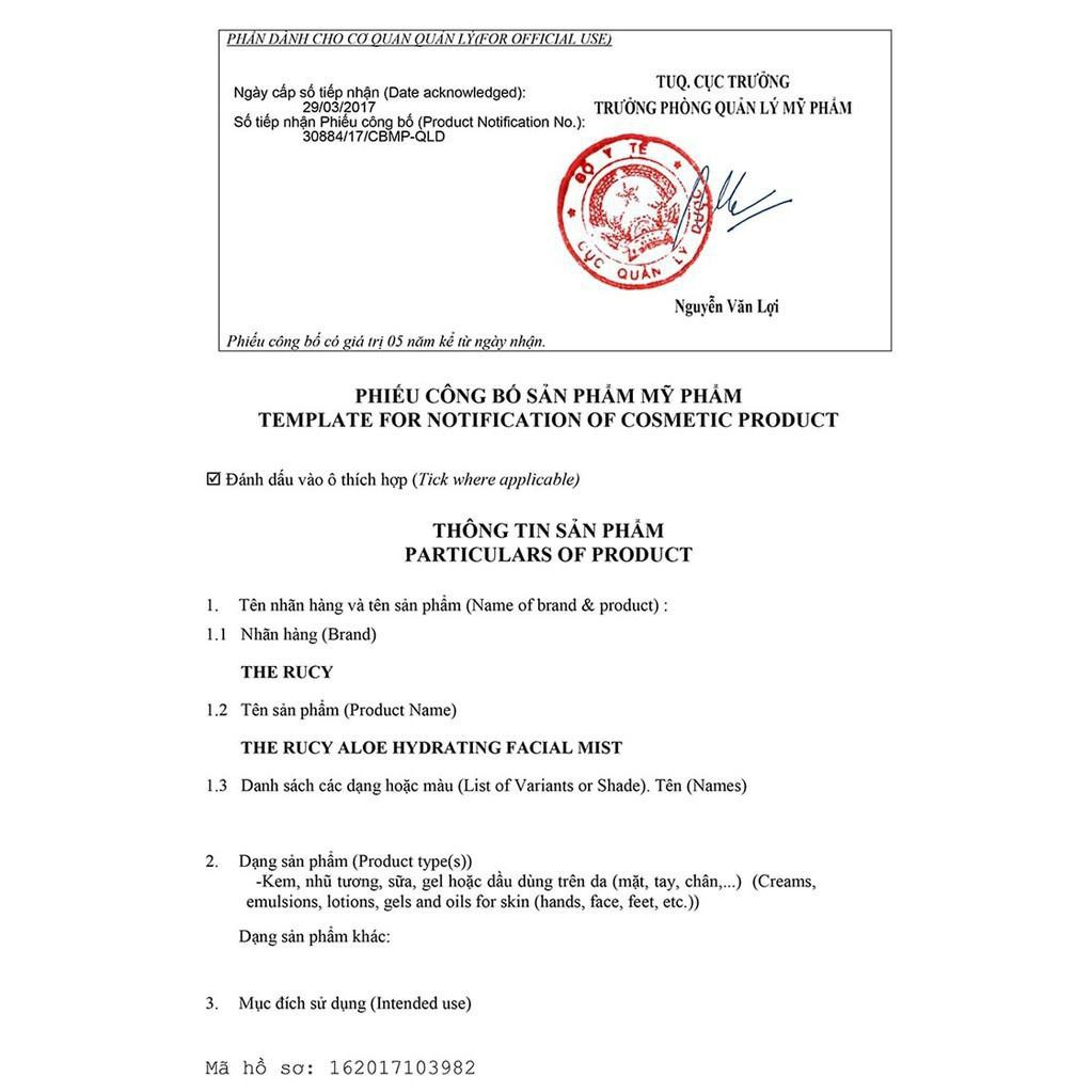 Xịt Khoáng The Rucy Aloe Hydrating Facial Mist LK-M