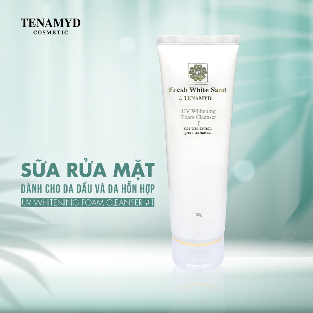 Sữa rửa mặt trắng da Fresh White Sand by TENAMYD UV Whitening Foam Cleanser - Số 1 cho da nhờn & hỗn hợp