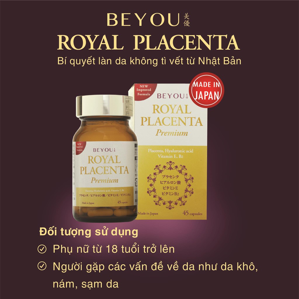 Viên uống giảm sạm nám, trắng da Waki Beyou Royal Placenta hộp 45 viên