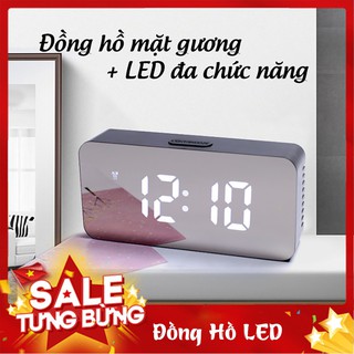Đồng hồ trang trí để bàn mặt gương LED - full box