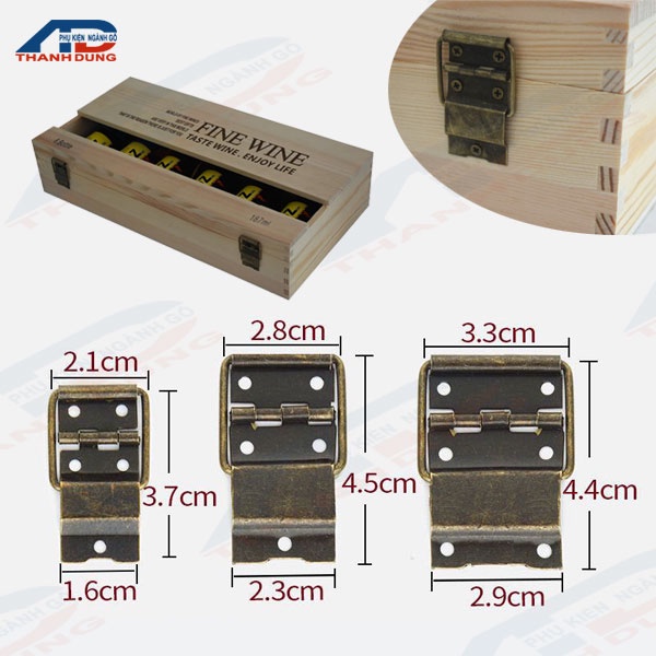 [2 cái-KÈM THEO VÍT] Bản Lề Gấp Hộp Gỗ