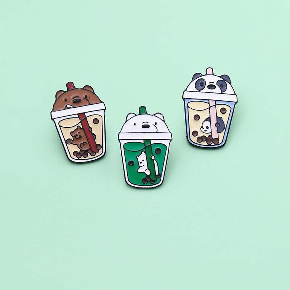 Trâm Cài Áo Hình Gấu Và Ly Trà Sữa BACK2LIFE Sáng Tạo