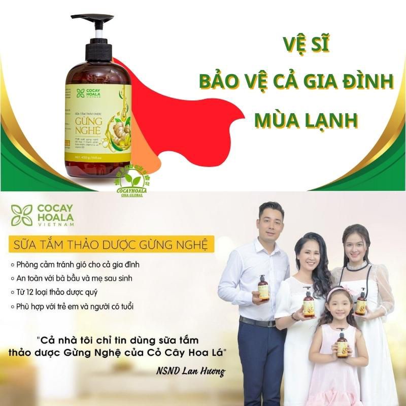 SỮA TẮM THẢO DƯỢC GỪNG NGHỆ CỎ CÂY HOA LÁ