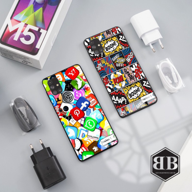 Ốp lưng kính cường lực Samsung Galaxy M51 hình sticker