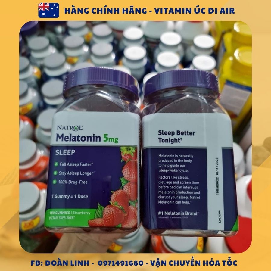 Kẹo ngủ ngon, hỗ trợ giấc ngủ Natrol Gummies Melatonin 5mg - 10mg, Hàng chuẩn đi air, Hỗ trợ giấc ngủ với Natrol Melaton