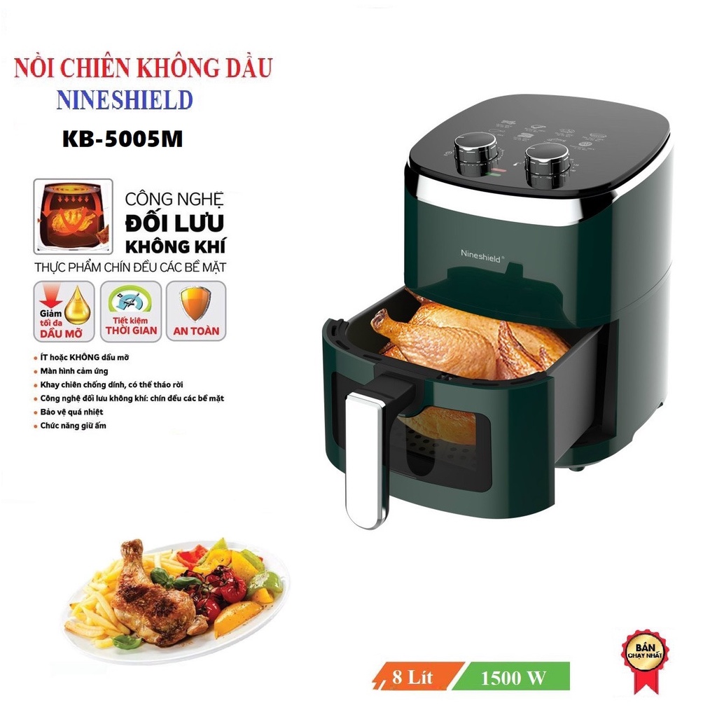 NỒI CHIÊN KHÔNG DẦU NINESHIELD DUNG TÍCH 10L KB-5005M MẪU MỚI HIỆN ĐẠI