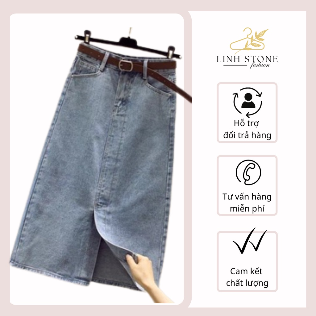 Chân Váy  Jeans V1 Xẻ Trước Hàng  Cao Cấp - Loại 1