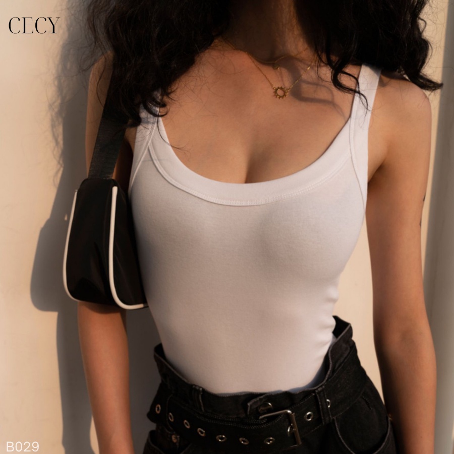 Áo bodysuit 2 dây bản to hở lưng co giãn ôm sát cotton 1 lớp | BigBuy360 - bigbuy360.vn