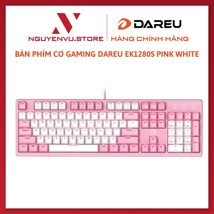 Bàn phím cơ Gaming DAREU EK1280s Pink White (Blue/Brown/Red) Hàng Chính Hãng