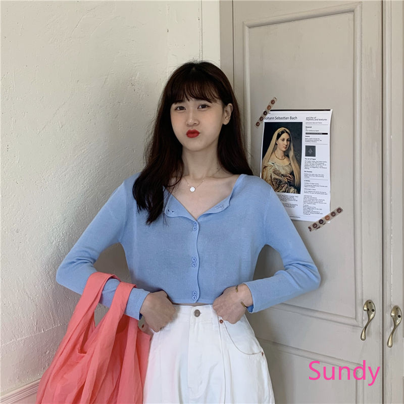 Áo Cardigan Dệt Kim Tay Dài Chống Nắng Thời Trang Mùa Hè Dành Cho Nữ