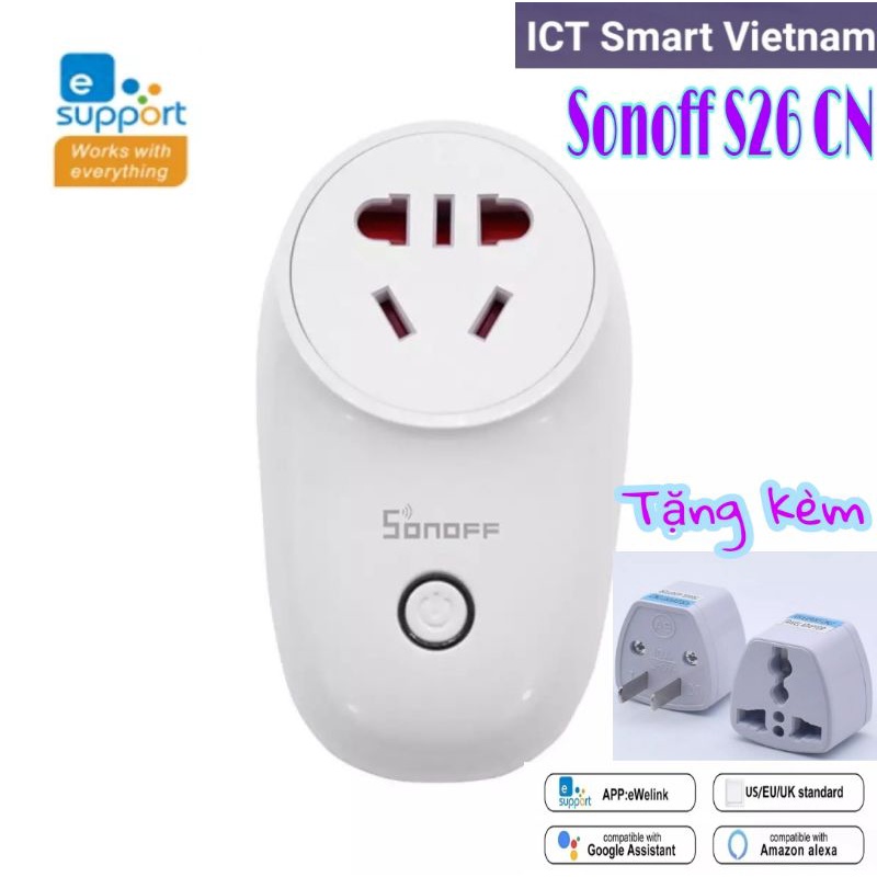 Ổ cắm Wifi Sonoff S26 điều khiển qua ứng dụng Ewelink Tiếng Việt