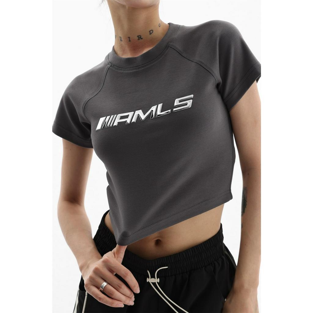 Áo Thun Raglan Tay Ngắn Cổ Tròn Dáng Ôm Thời Trang Mùa Hè Hàng Mới 2023 Dành Cho Bạn Nữ