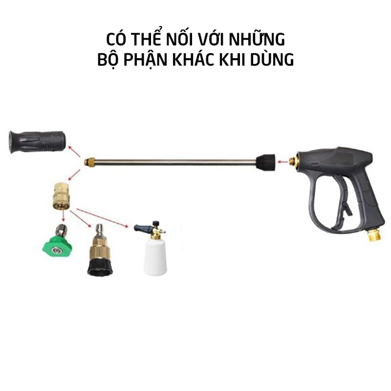 Ống Nối Dài Súng Máy Rửa Xe,  25cm Cho Súng Máy Rữa Xe Cao áp, Vòi Kim Loại Phù Hợp Với May Rua Xe C0004-2