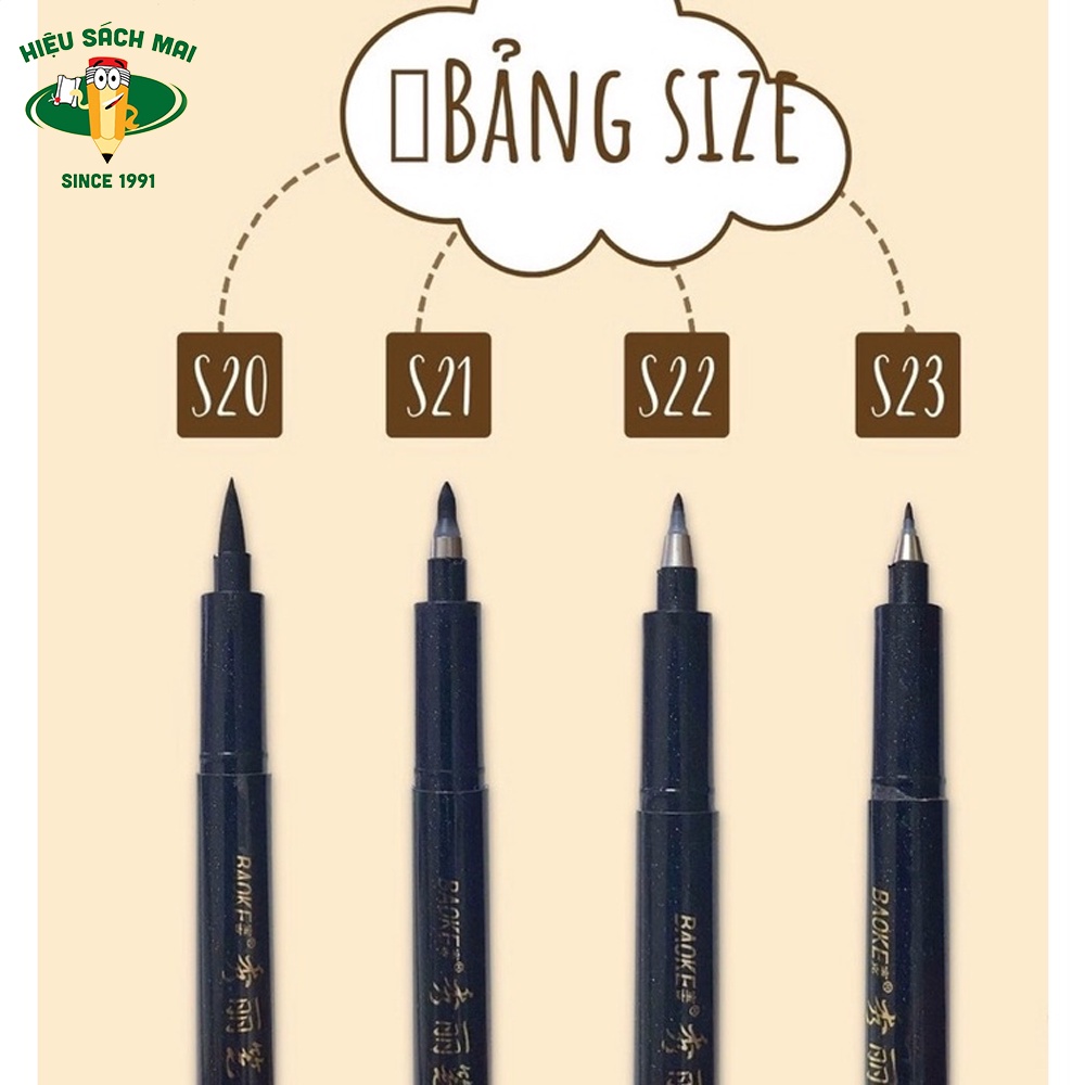 Bút thư pháp, Hán tự, Kanji, calligraphy nét tiểu,trung,đại Baoke S20/S21/S22