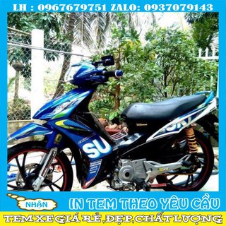 tem rời axelo crom chu suzuki trắng xanh