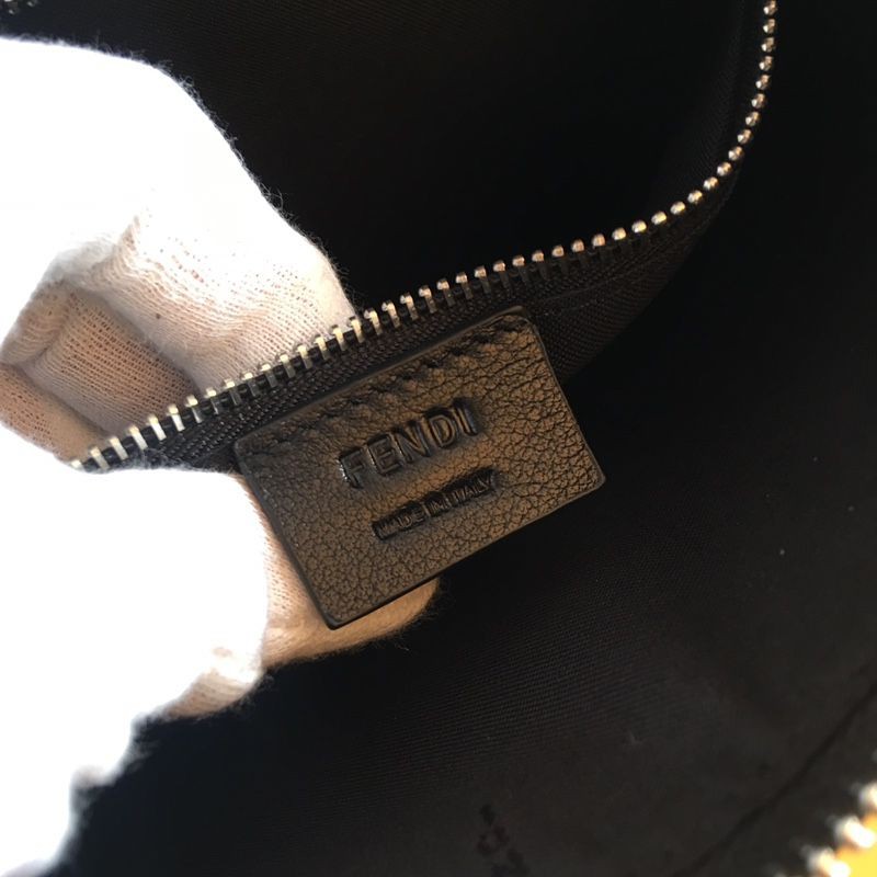 clutch cầm tay nam da thật dáng dài kéo khóa họa tiết hình dễ thương Fendi FD