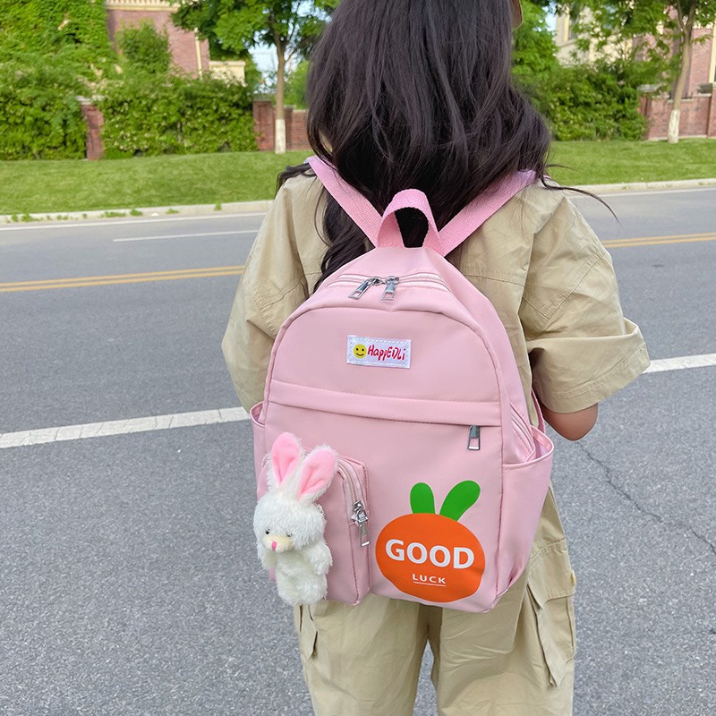 Balo dành cho bé kèm gấu bông hình thỏ siêu cute, cặp sách thời trang Hàn Quốc (6193)