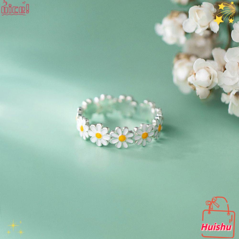 ✣HS✣ Sweet Rings For Women Opening Ring Daisy Flower Trendy Cute Fashion Adjustable Proposal Jewelry