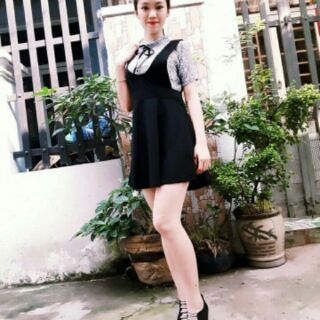 Đầm cát hàn kèm áo ren