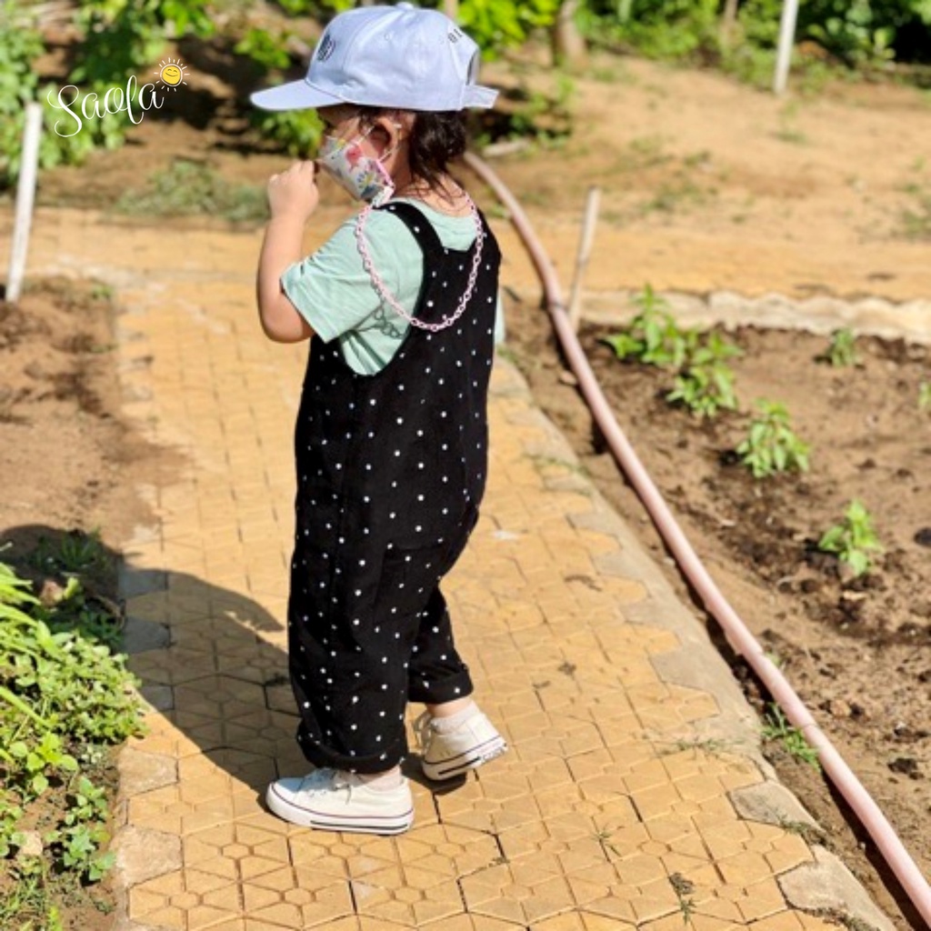 Quần Yếm Nhung Tăm Cao Cấp Họa Tiết Chấm Bi Đáng Yêu Cho Bé - MEGAN OVERALLS - JSCD001 - SAOLA KIDS CLOTHING