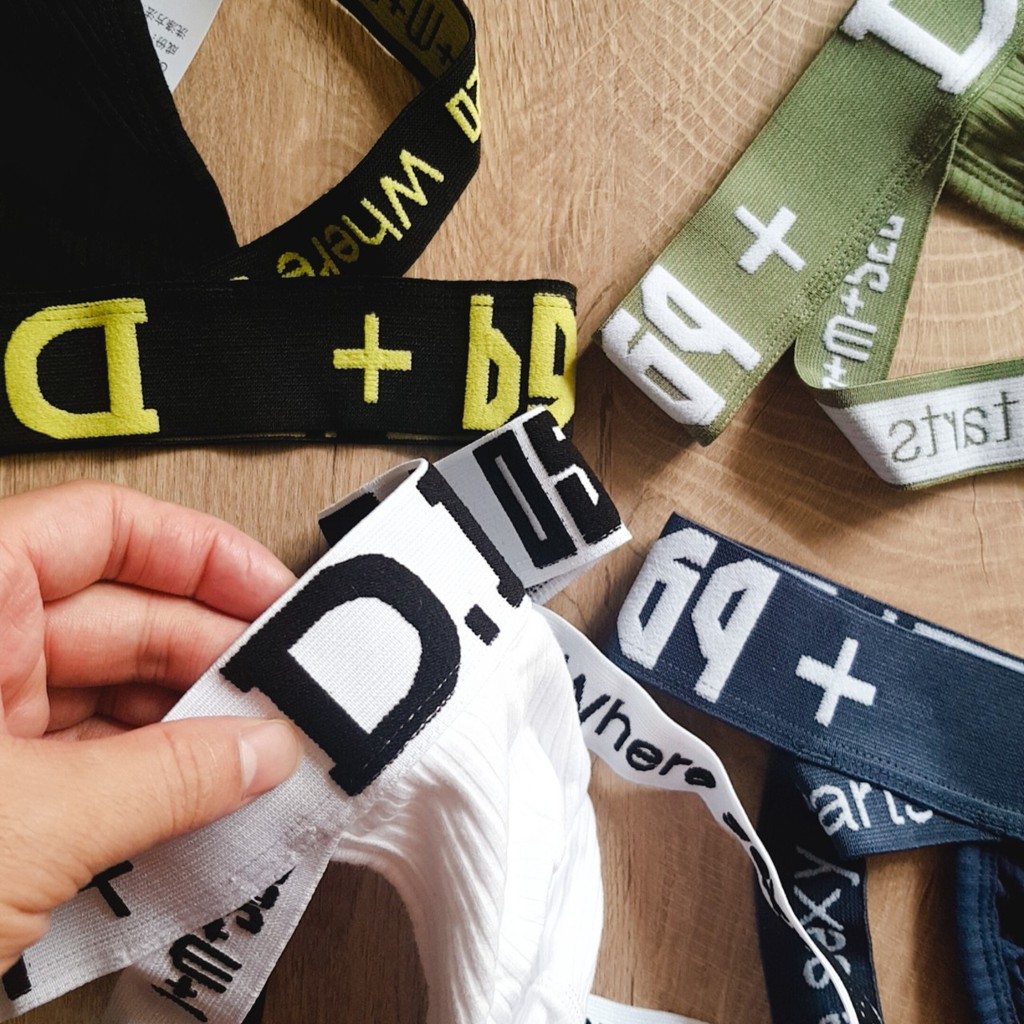 Quần lót nam Jockstrap DM cao cấp - nâng mông thêu chữ - Thun cotton thoáng mát -