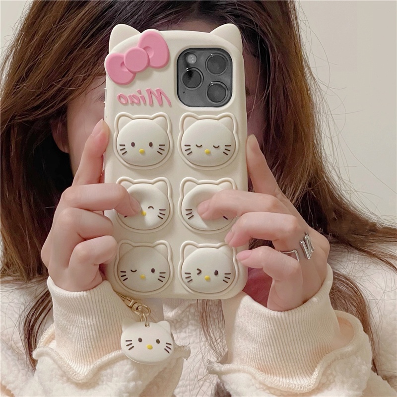 Ốp Điện Thoại Silicone Mềm Chống Rơi In Hình Hello Kitty Cho iPhone 14 13 12 11 Pro Max XS XR X 8 7 6 6S Plus SE 2020