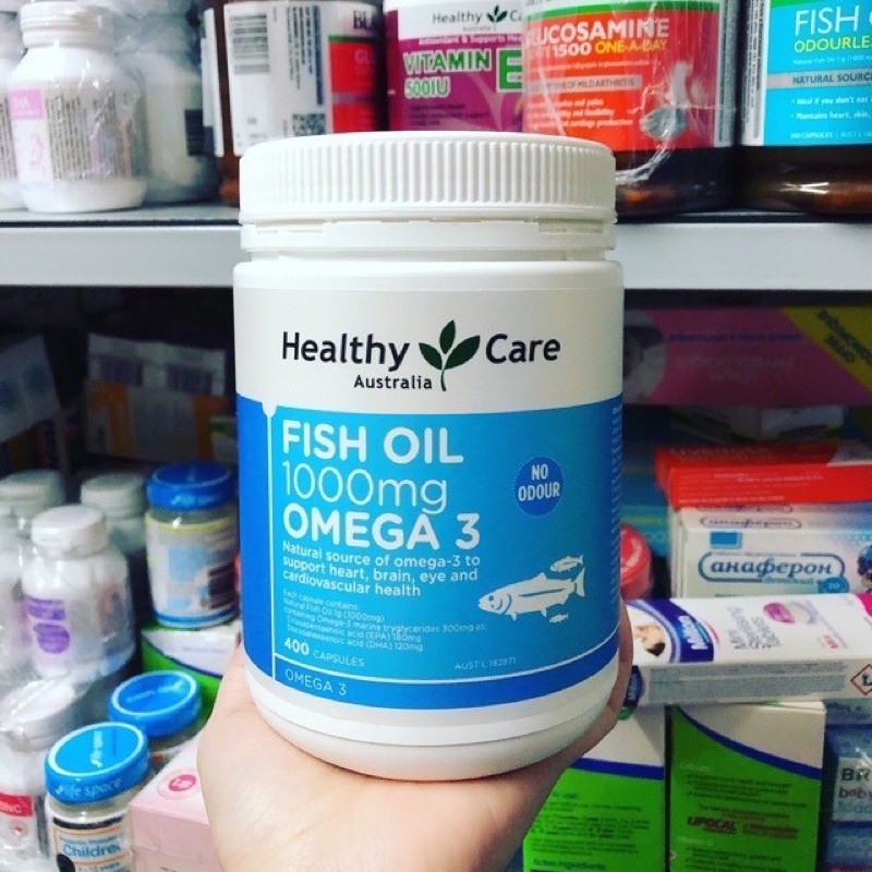 DẦU CÁ TỰ NHIÊN FISH OIL HEALTHY CARE 400 VIÊN OMEGA-3 1000MG