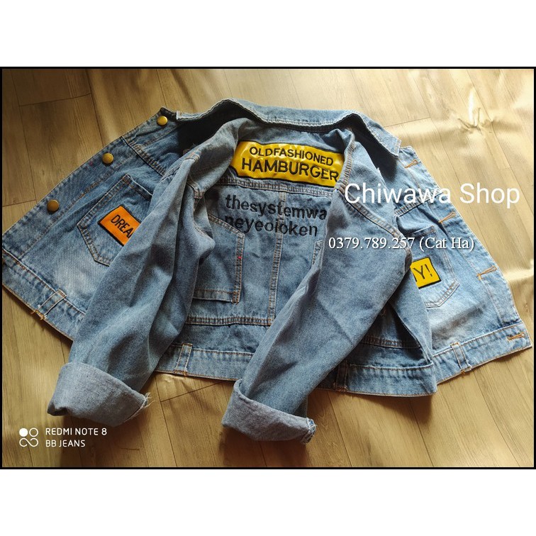 Áo khoác nữ chất jean cao cấp thời trang form dưới 58Kg Hambuger BB38