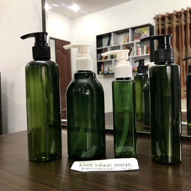 Vỏ Chai đựng dầu gội vòi nhấn nhỏ giọt 100ml/ 150ml/ 200ml/ 300ml- Chai nhựa xịt giọt trong suốt/ nâu/ xanh rêu/ trắng