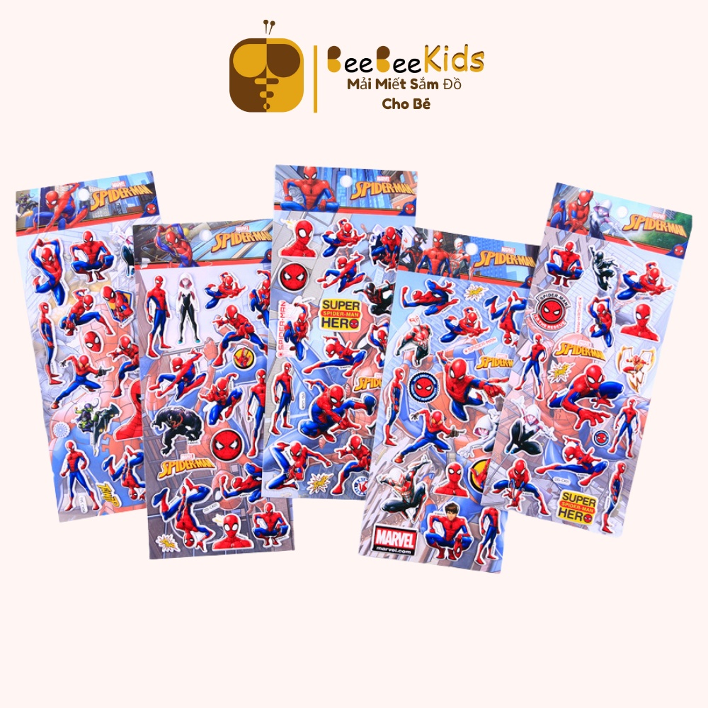 Sticker Cute Người Nhện Miếng Dán 3D Chống Nước Trang Trí Balo Điện Thoại Bàn Học Hộp Bút BEEBEEKIDS